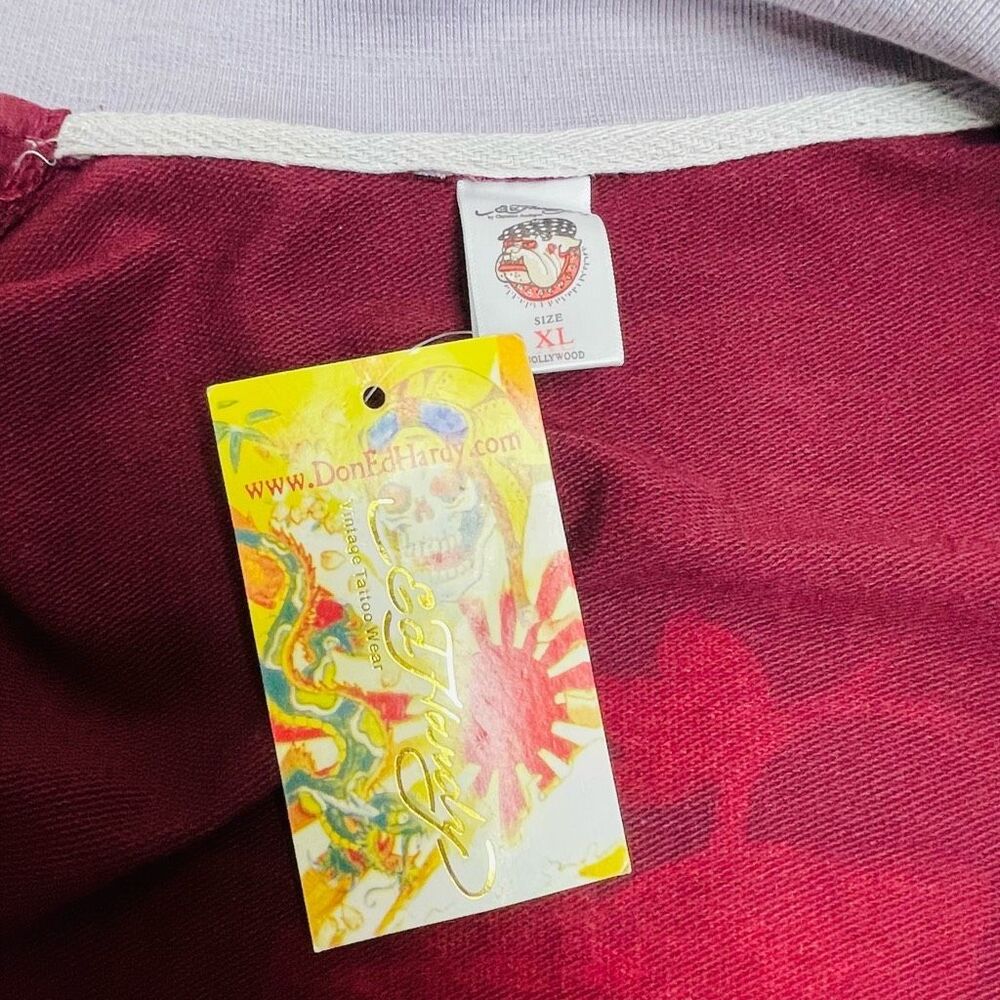 Ed Hardy Love Kills Zip Up Maroon Size XL - Picture 12 of 14